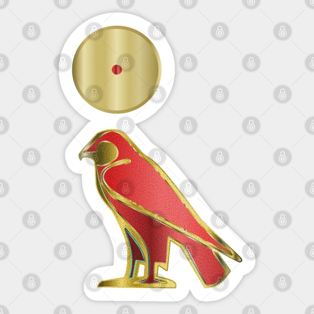 Egyptian Horus Falcon Red Sticker by geodesyn